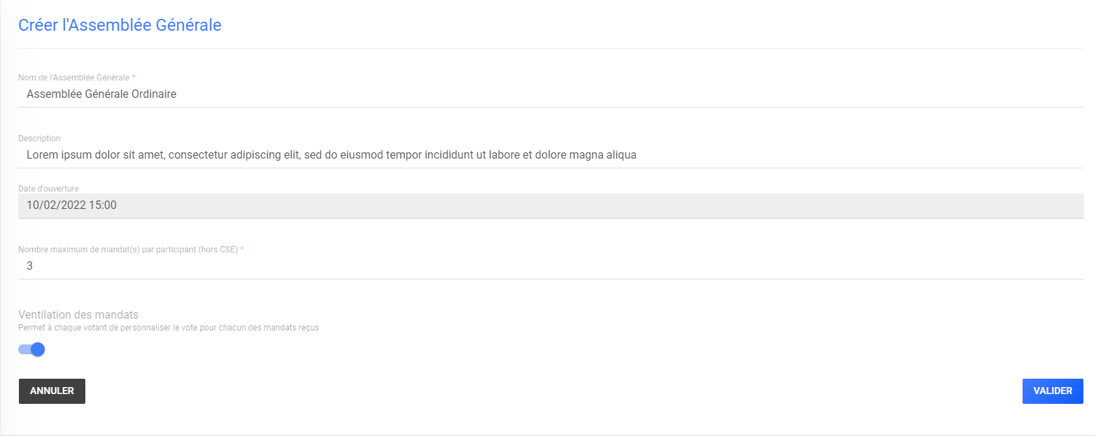 Créer votre assemblée générale